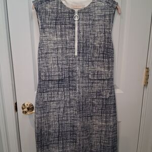 Tory Burch Kinsley Ponte Navy and White Dress
